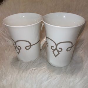 Starbucks Coffee mug featuring a Fleur de Lis pattern Diamond Scroll set of 2